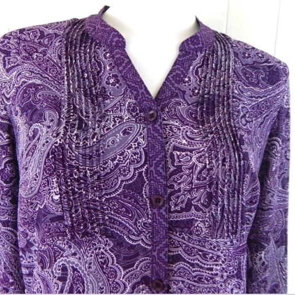 prAna Evelyn Button Down Paisley Blouse - Picture 2 of 4